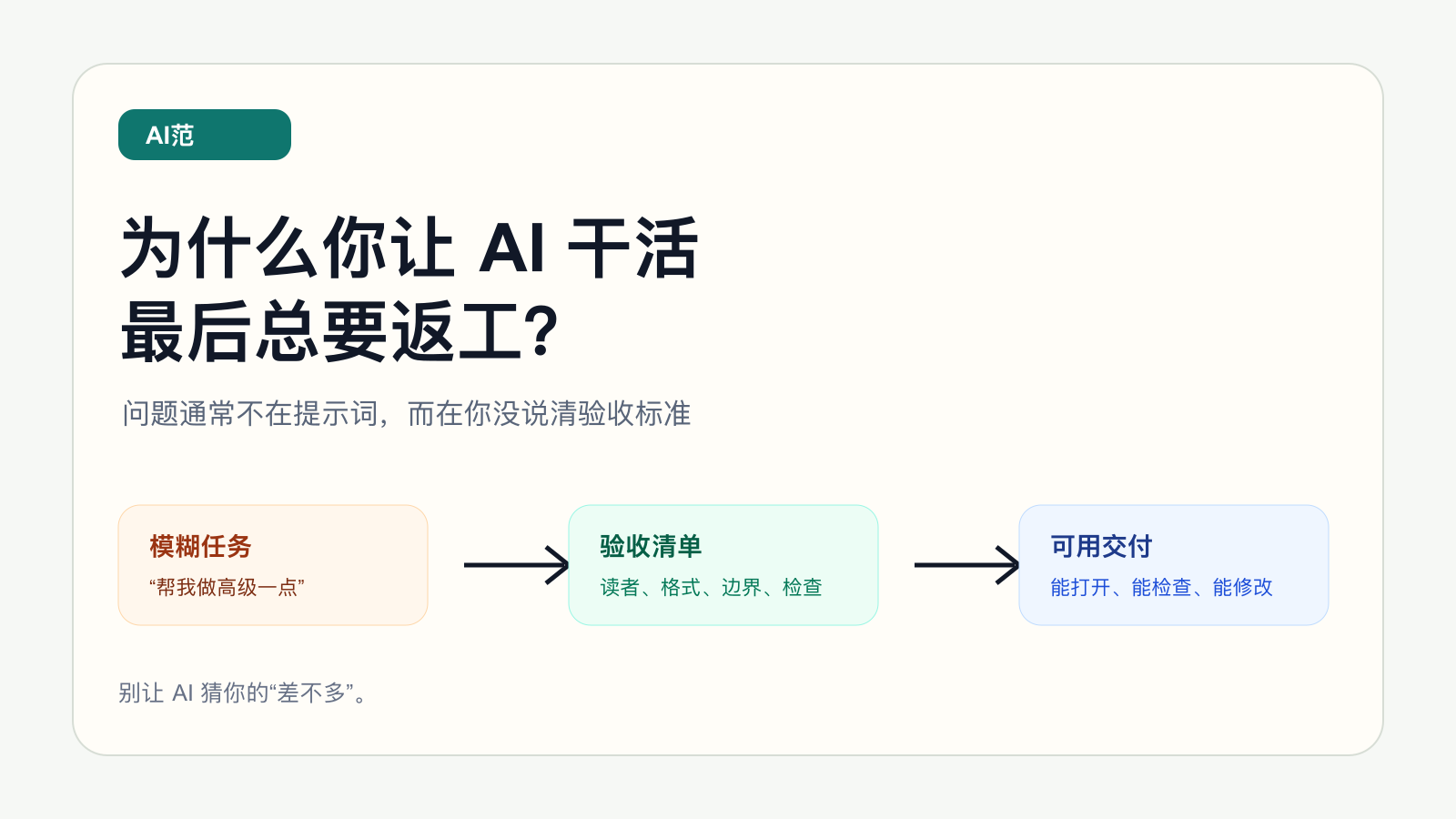 为什么你让 AI 干活，最后总要返工？
